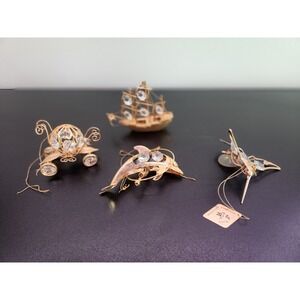Austrian Crystal 24K Gold Plated Figures Lot Of 4